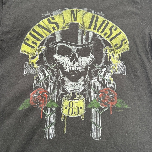 Guns n' Roses T Shirt Sz L Short Sleeve Black Cotton Blend "85" Soft - Picture 2 of 4